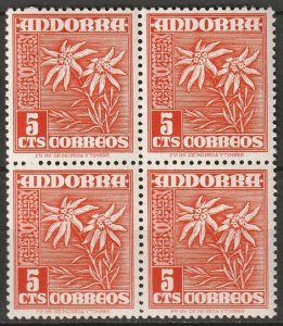 Andorra Spanish 1953 Sc 38 block MNH**