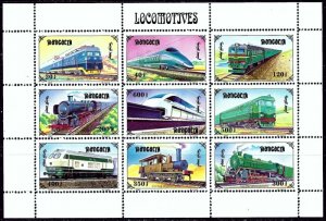 Mongolia 2255j MNH 1997 Locomotives sheet of 9 (ak3835)