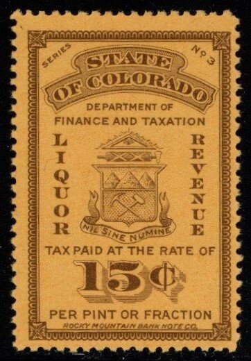 US Revenue Colorado Department of Taxation Liquor Revenue 15 Cent/Pint MNH