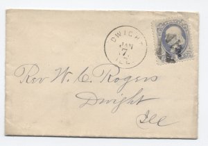 1870s Dwight IL 1ct banknote drop cover negative K letter fancy cancel [6214.65]