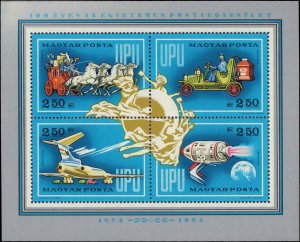 Hungary #C350, Complete Set, Sht of 4, 1974, UPU, Space, Never Hinged