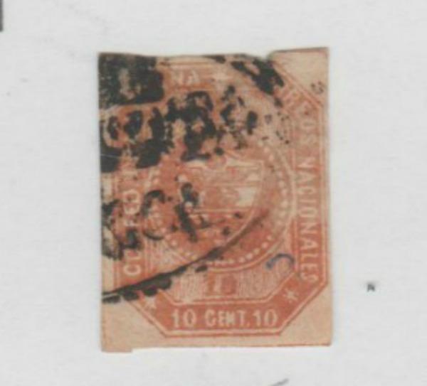 O) 1859 COLOMBIA, SG 4, 10 CENTAVOS BROWN, PRINTED 80.460 TH