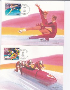 United States # 2611-2615, Winter, Olympics, Fleetwood Cacheted Maxi Cards