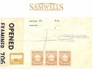 MS4199 1945 Bolivia Stationery WW2 INTERRUPTED GB Mail CONDEMNED Censor RELEASED