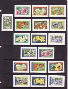 Vanuatu-Sc#890-907-Unused NH set-Flowers-Self-Adhesives-2006-