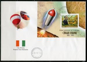 IVORY COAST 2018 190th  BIRTH ANN OF JULES VERNE SET DELUXE S/S MINT FDCs