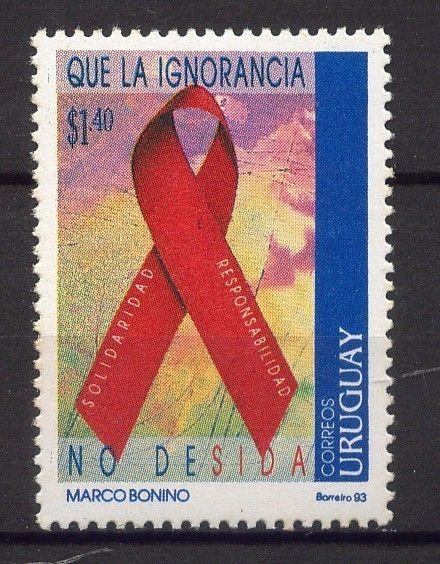 INTERNATIONAL AIDS SIDA DAY HEALTH MEDICAL URUGUAY Sc#1518 MNH STAMP