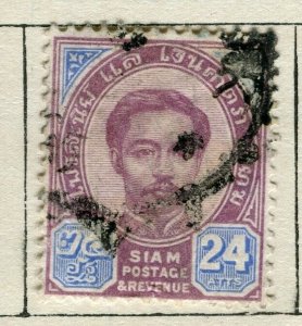 THAILAND; 1880s early Royal Portrait issue fine used 24a. value
