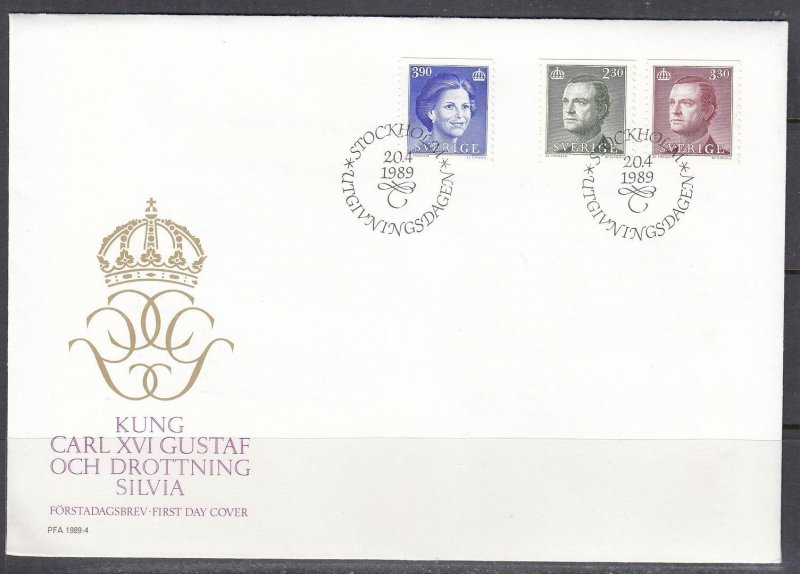 Sweden Scott 1571/79 FDC - 1986 Royal Family Definitives