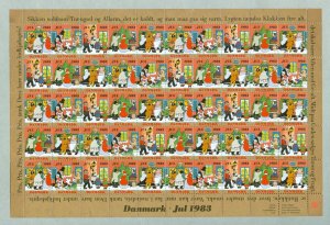 Denmark. 1983 Christmas Seal Sheet Unfolded Mnh. People,Christmas Shopping,Town.