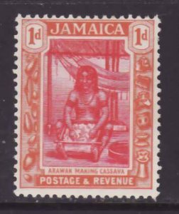 Jamaica-Sc#89- id13-unused og VLH 1p Arawak woman-1922-light diagonal gum bend