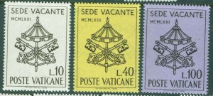 VATICAN Scott 362-364 MNH** 1963 Sede Vacante set CV$.75