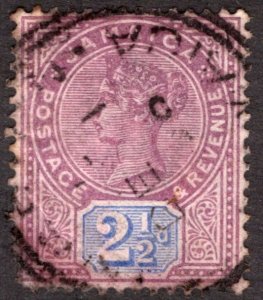 1891, Jamaica 2 1/2p, Used, Sc 26