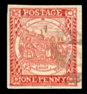 MOMEN: NEW SOUTH WALES SG #13 CARMINE 1850 IMPERF USED LOT #60285