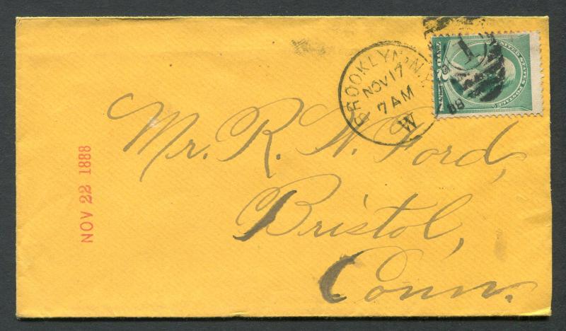 1888 Brooklyn, New York to Bristol, Connecticut  - FREE U.S. Shipping!