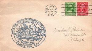 GEORGE WASHINGTON NEW YORK BICENETENNIAL EVACUATION DAY FEDERAL HALL COVER 1932