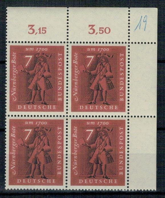 Germany 1961 MNH Block of 4 Stamps Scott 842 Postman from 1700 Letter Post