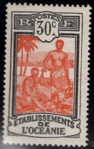 French Polynesia Scott 37 MH* Kanakas stamp