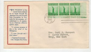 WW2 Patriotic 1942 MACARTHUR WEST VIRGINIA 1ST DAY POST OFFICE TEXT BY FIDELITY