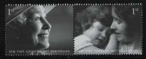 Great Britain 2006 MNH Sc 2367a 1st QEII 80th Birthday Pair