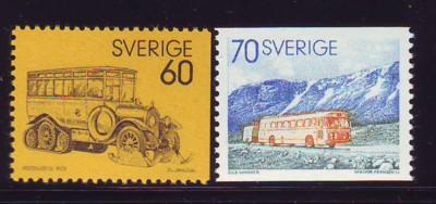 Sweden Sc 990-91 1973 Postal Buses stamp set mint NH