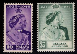 MALAYA-Selangor Scott 74-75 Mint Hinged, MH* Silver Wedding Issue