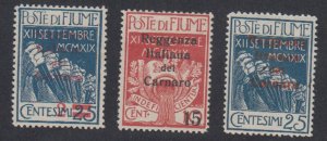 Fiume - 1920 - SC 105,108,112 - LH/MH