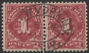 US 1917 Sc J61  Mint NH 1c Postage Due Pair, New York Precancel Postmark