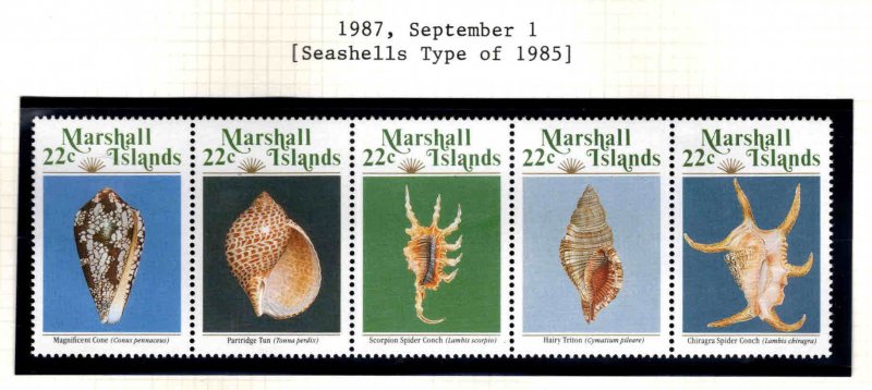 Marshall Islands Scott 65-69a MNH** Shell strip