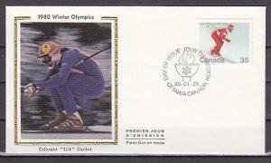 Canada, Scott cat. 848. Lake Placid Olympics. Silk Cachet. First day cover. ^