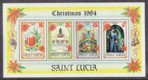 St Lucia Christmas 1984 S/Sheet (Scott #705a) MNH 