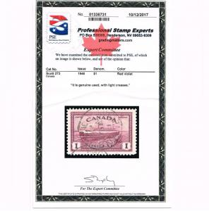 GENUINE CANADA SCOTT #273 XF USED PSE CERT 1946 TRAIN ON FERRY - ESTATE SALE