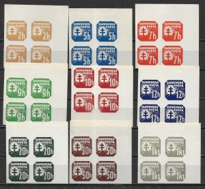 Slovakia P10-18 Newspaper Stamps set Blocks of 4 MNH (lib)