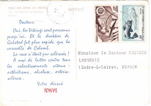 ST-PIERRE & MIQUELON cover postmarked 25 April 1958 - postcard to France