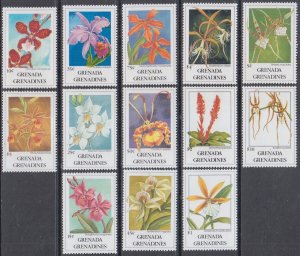 GRENADA GRENADINES Sc # 1256-68 MNH INCPL SET of 13 - FLOWERS, MISSING HI-VAL