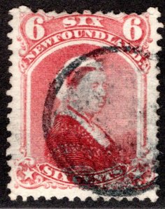 38, NSSC, Newfoundland, 6c dull rose, Queen Victoria, Used, F, postage stamp