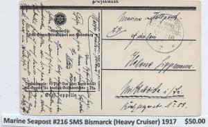 Marine Seapost #216, SMS Bismarck (heavy Cruiser) 1917 (M6029)