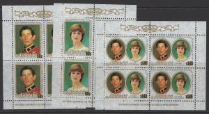 AITUTAKI SG391/3 1981 ROYAL WEDDING SHEETLETS MNH