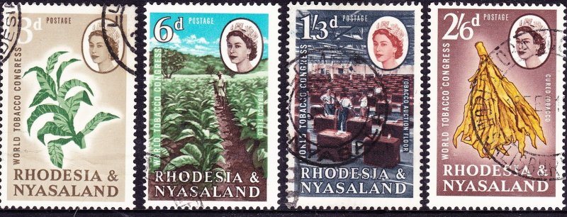 RHODESIA & NYASALAND 1963 QEII World Tobacco Congress Set SG43-46 FU