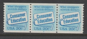 Scott # 2005 Consumer Education MNH  Plate # 2 strip  of   3