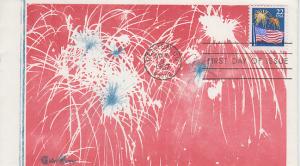 1987 Flag with Fireworks (Scott 2276) Tudor House FDC