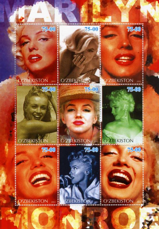 Uzbekistan 2002 MARILYN MONROE Sheet (9) Perforated Mint (NH)