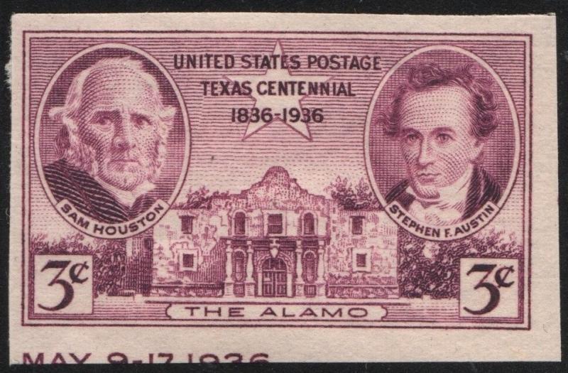 SC#778d 3¢ Texas Centennial TIPEX Souvenir Sheet Single (1936) MNH