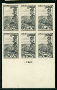 USA 1935 Farley National Parks 10¢ Yosemite Plate Number Block MNH G201