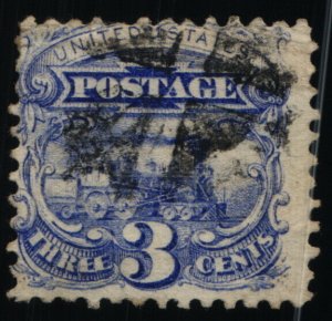 Scott #114 - VF - Ultramarine 3c Used - Pictorial Series - 1869