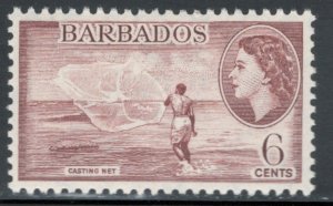 Barbados 1953 Queen Elizabeth II & Casting Net 6c Scott # 240 MH