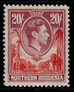 NORTHERN RHODESIA GVI SG45, 20s carmine-red & rose-purple, LH MINT. Cat £70.