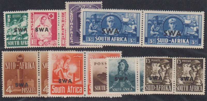 Southwest Africa - 1941-43 - SC 135-143 - MH - Complete set -143a-b singles only