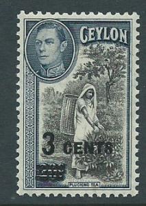 Ceylon George VI  SG 399 surchage  MVLH