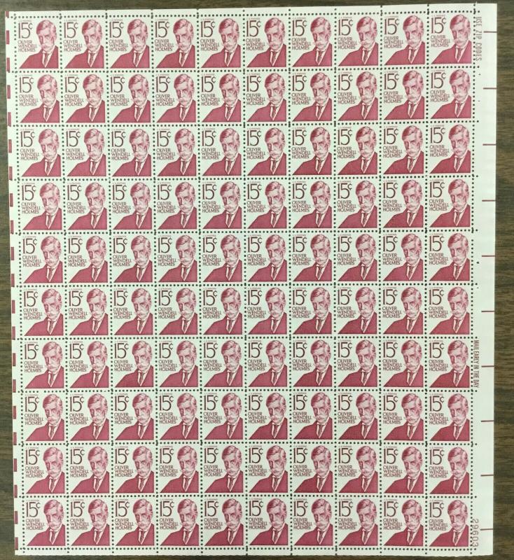  1288    Oliver Wendell Holmes    MNH sheet of 100. 15 cents.   Issued in 1968